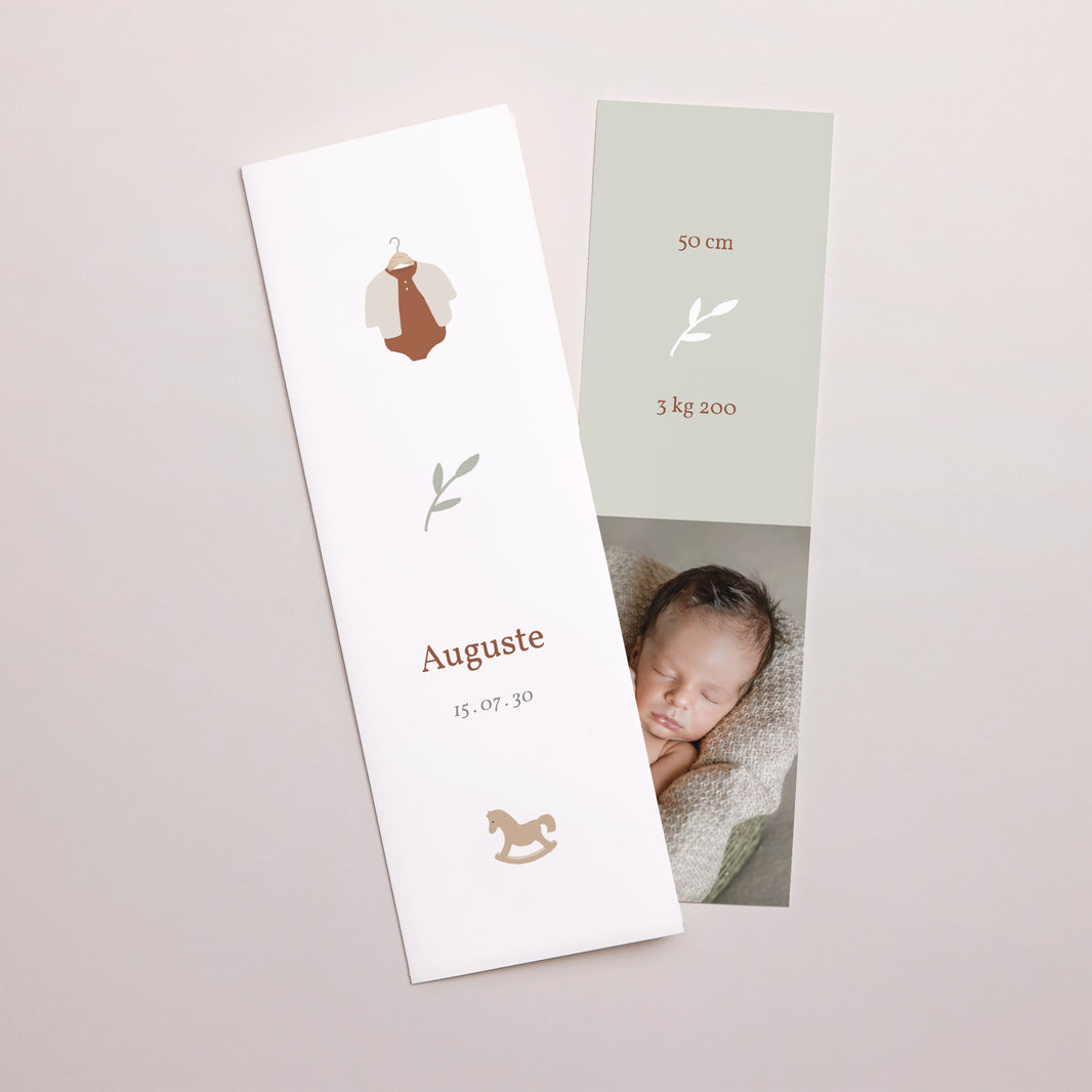 Faire-part Naissance Marque-page photo Brin de bonheur, Vert tendre photo