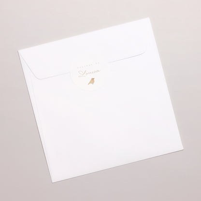 Sticker Baptême Rond Blouse Fillette, Oiselle Beige photo N° 3