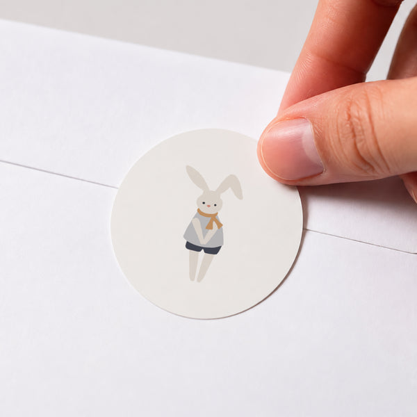 Sticker Naissance Rond Pause Doudou Garçon, Lapin photo