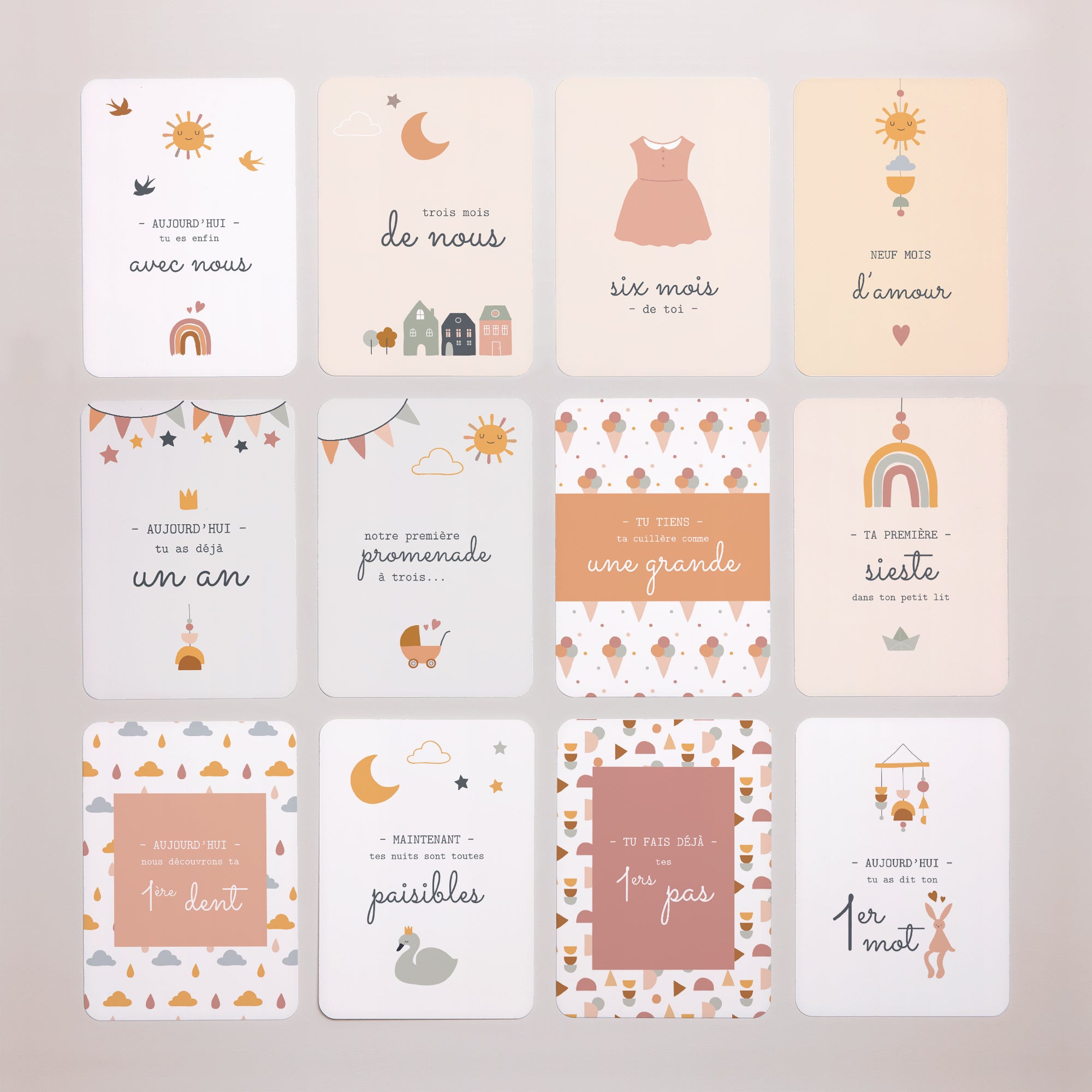 Carte étape bébé Naissance Lot de 12 Arc-en-ciel Fille photo N° 3