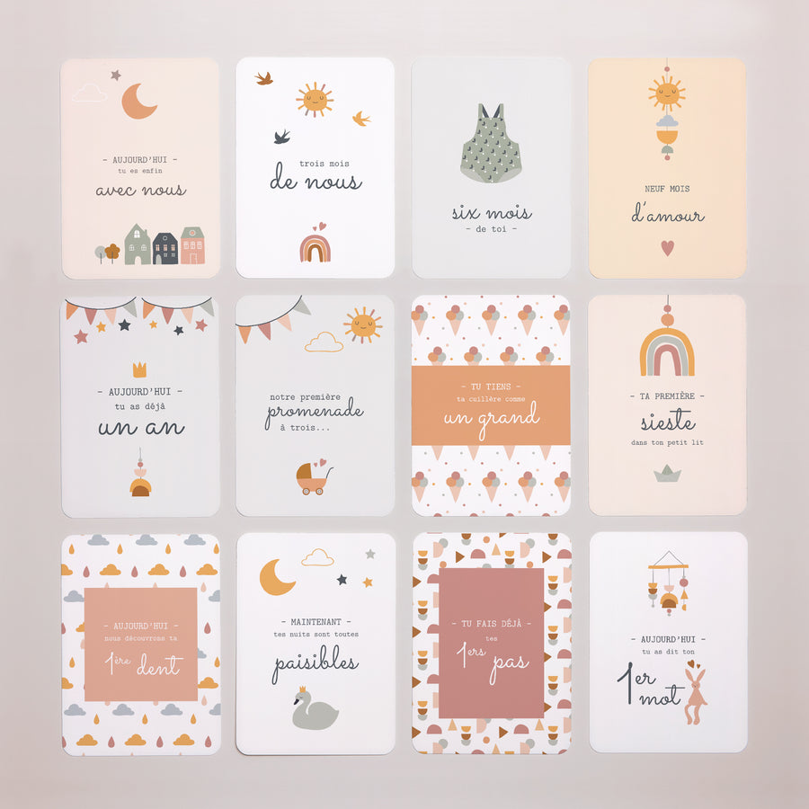 Carte étape bébé Naissance Lot de 12 Arc-en-ciel Garçon photo