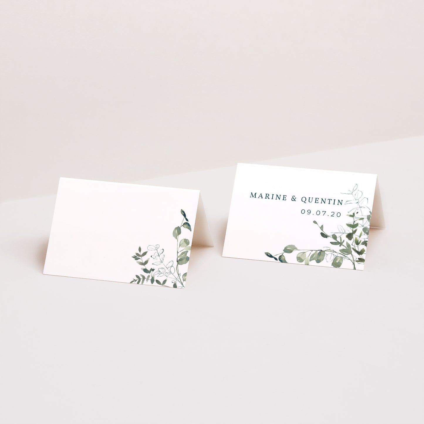 Marque-place Mariage 2 volets Floral et Eucalyptus photo N° 1