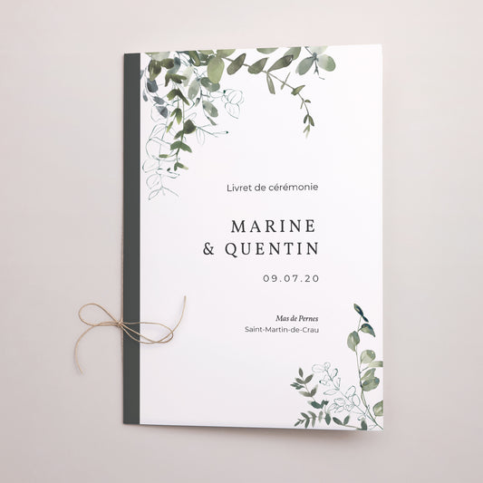 Livret de messe Mariage Double volet Floral et Eucalyptus photo