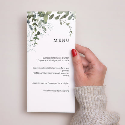 Menu Mariage Panoramique portrait Floral et Eucalyptus photo N° 2