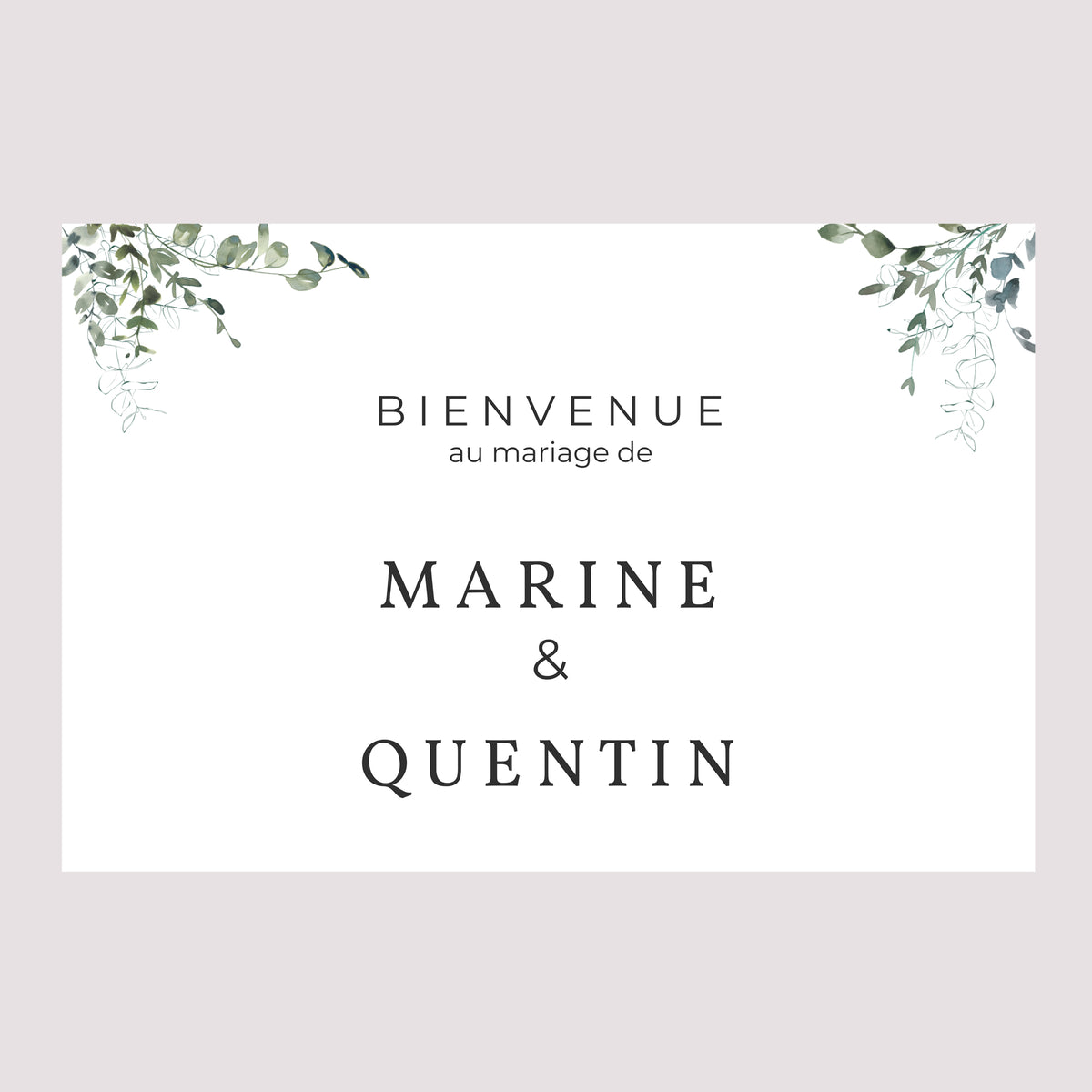 Panneau bienvenue Mariage Paysage 90 x 60 cm Floral et Eucalyptus photo N° 2
