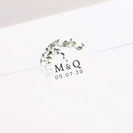 Sticker Mariage Rond Floral et Eucalyptus photo