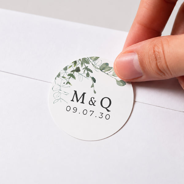 Sticker Mariage Rond Floral et Eucalyptus photo