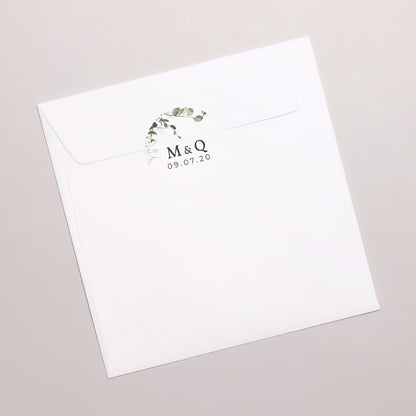 Sticker Mariage Rond Floral et Eucalyptus photo N° 3