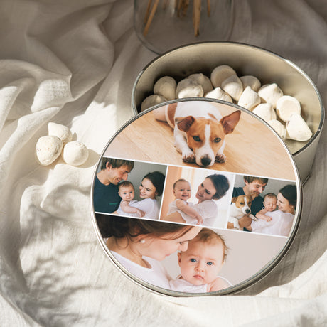 Boite métallique Fin d'année Ronde Photomontage