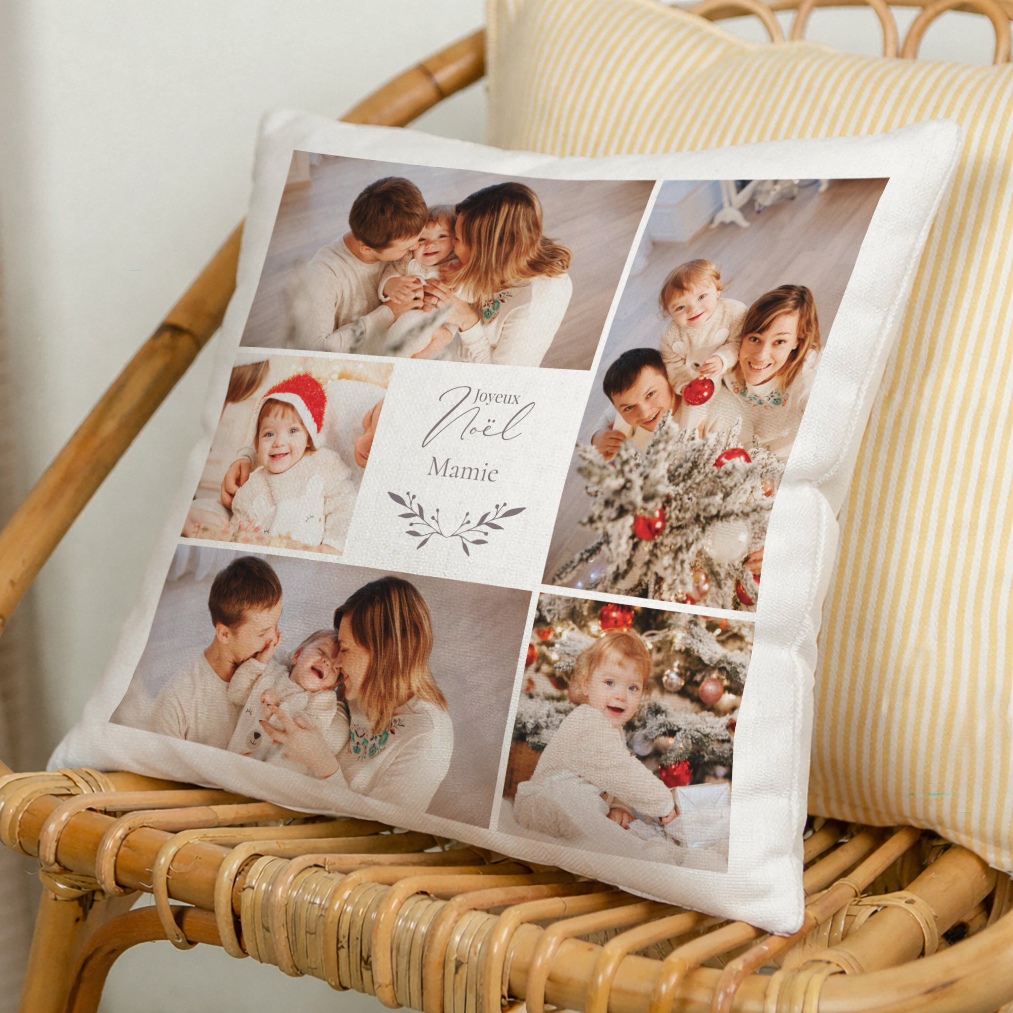 Coussin Fin d'année Beige naturel Photomontage photo N° 1