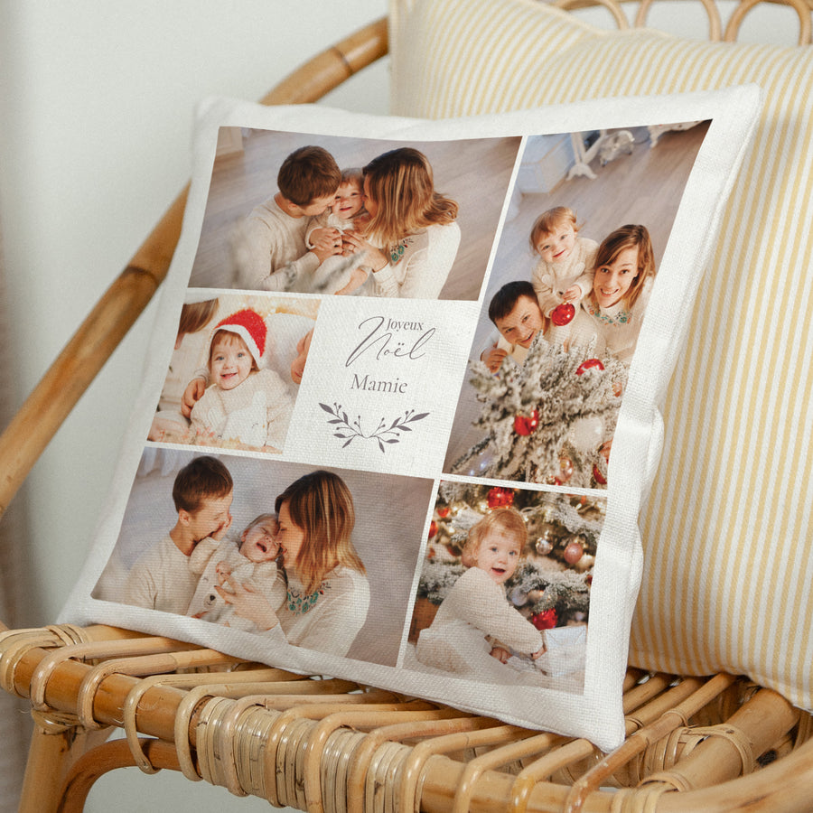 Coussin Fin d'année Beige naturel Photomontage photo