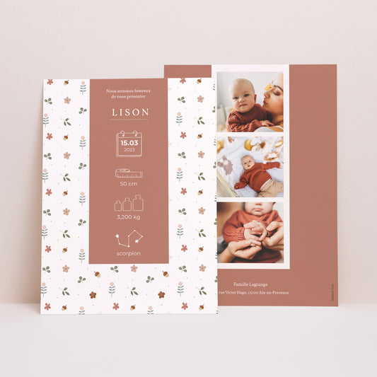 Faire-part Naissance Portrait Tendance sylvestre photo