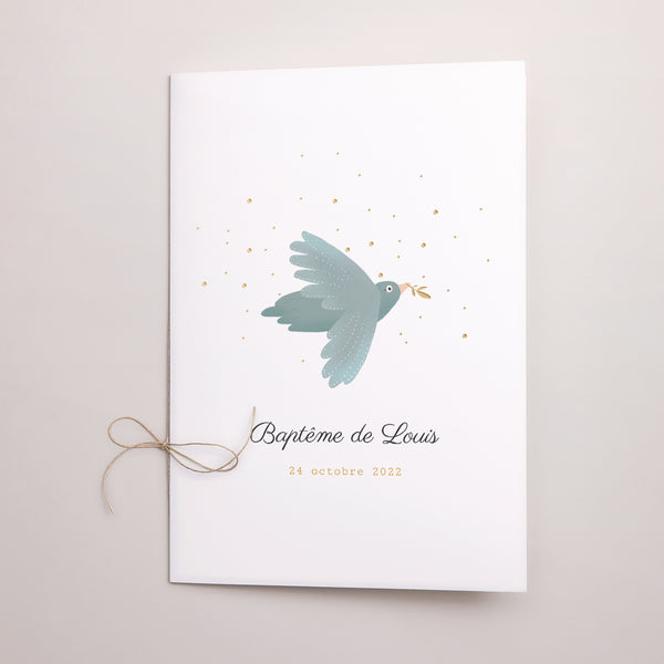 Livret de messe Baptême Double volet Oiseau bleu photo