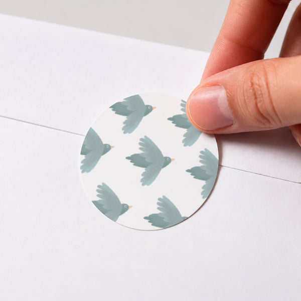 Sticker Baptême Rond Oiseau bleu photo