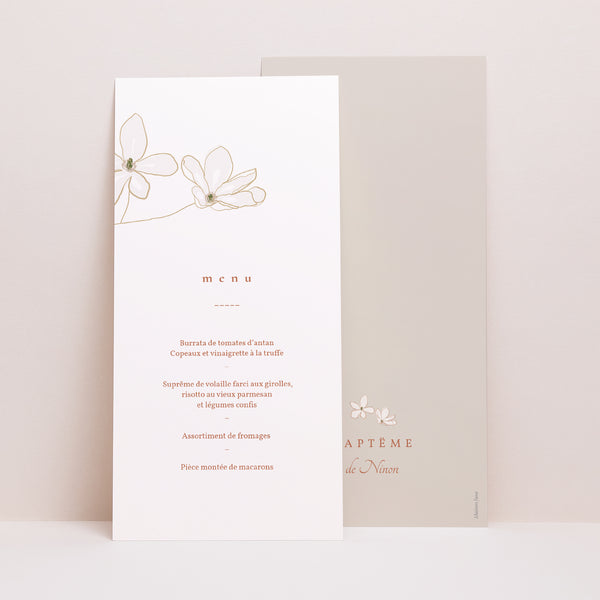 Menu Communion Panoramique portrait Fleur d'esprit, japonisant photo