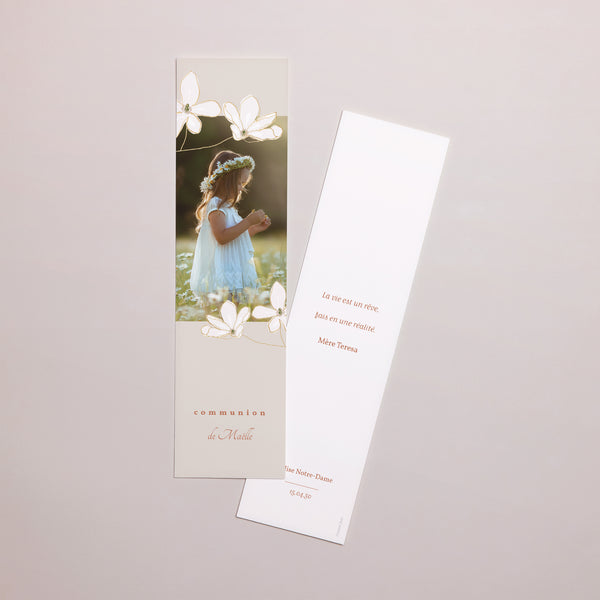 Marque-page Communion Marque-page Fleur d'esprit, japonisant photo