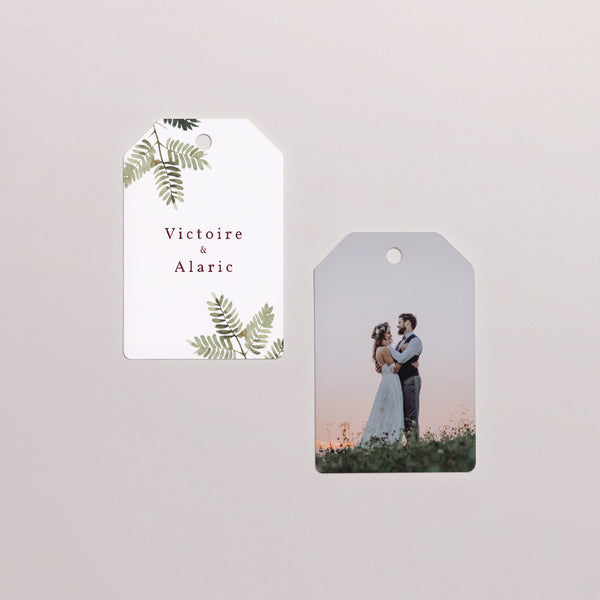 Etiquette perforée Mariage Fanion Accord floral, Dahlia & Fougères photo