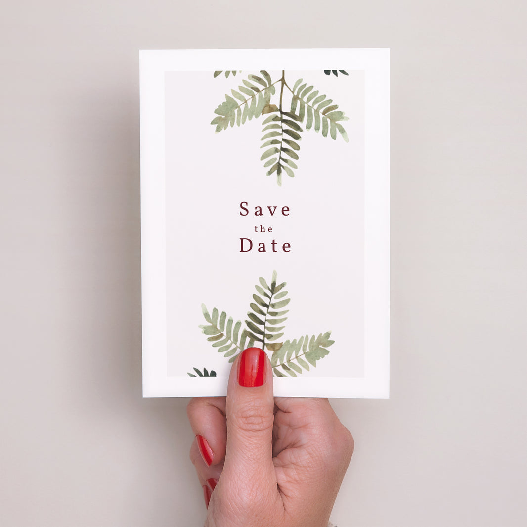 Save the date Mariage Portrait Accord floral, Dahlia & Fougères photo N° 2