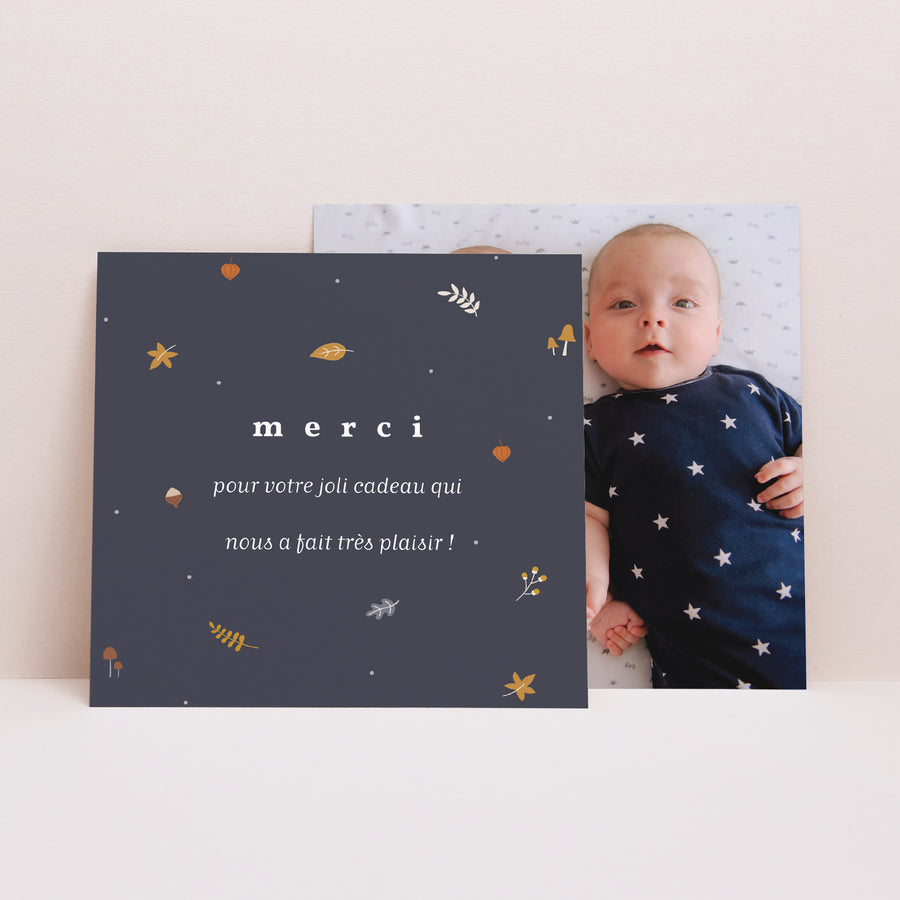 Remerciements Naissance Carré Petits chaussons photo