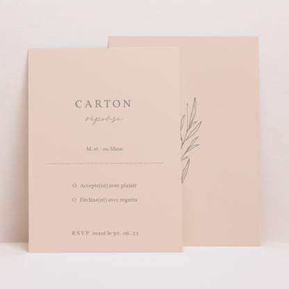 Carton réponse Mariage Portrait Ton pastel photo N° 1