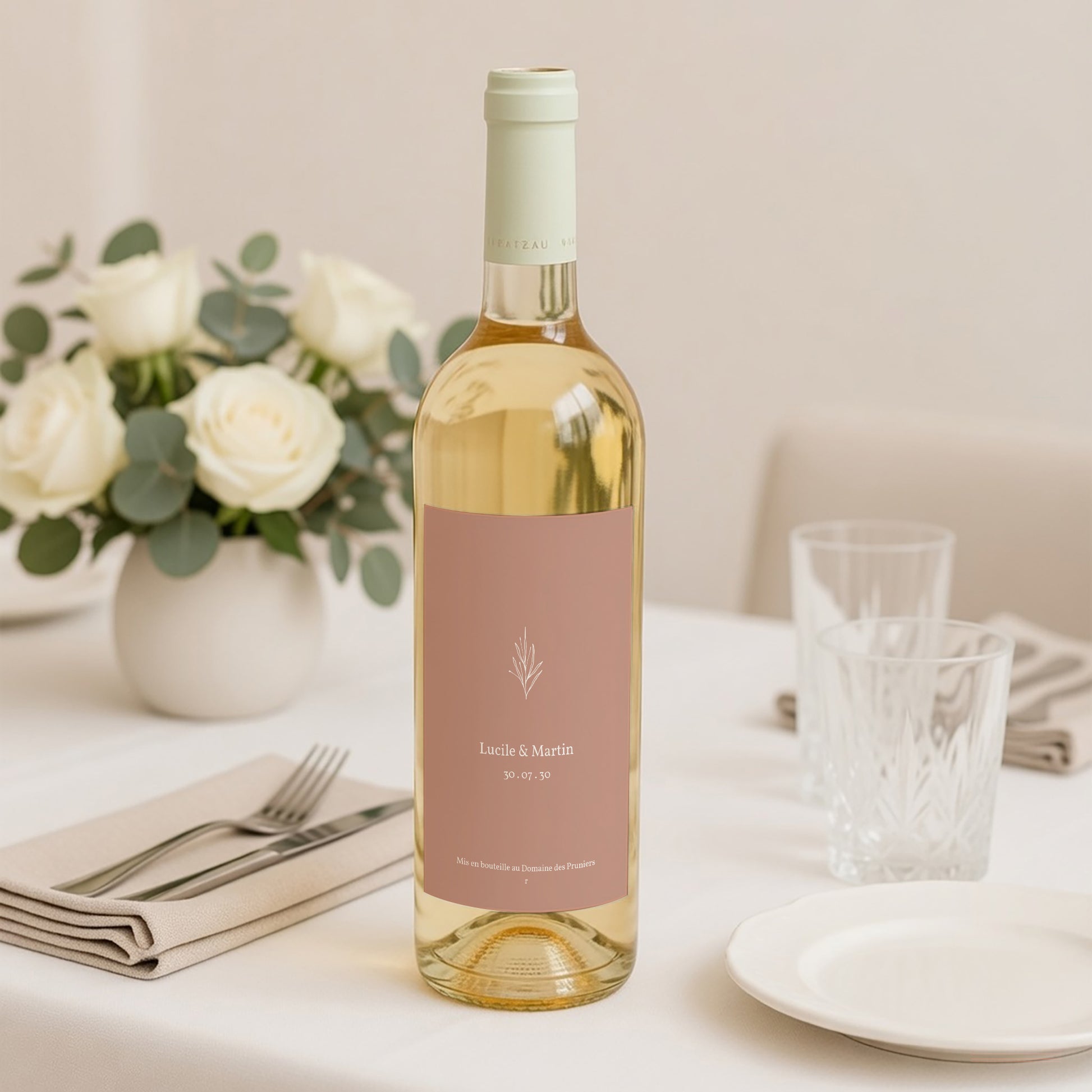 Etiquette bouteille Mariage Portrait Ton pastel photo N° 2