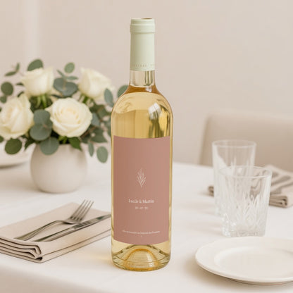 Etiquette bouteille Mariage Portrait Ton pastel photo N° 2