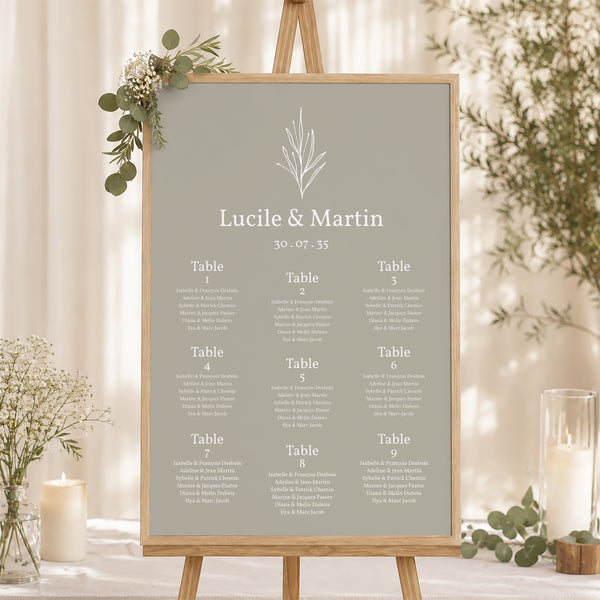 Plan de table Mariage Portrait 60 x 90 cm Ton pastel photo