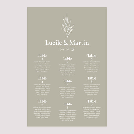 Plan de table Mariage Portrait 60 x 90 cm Ton pastel