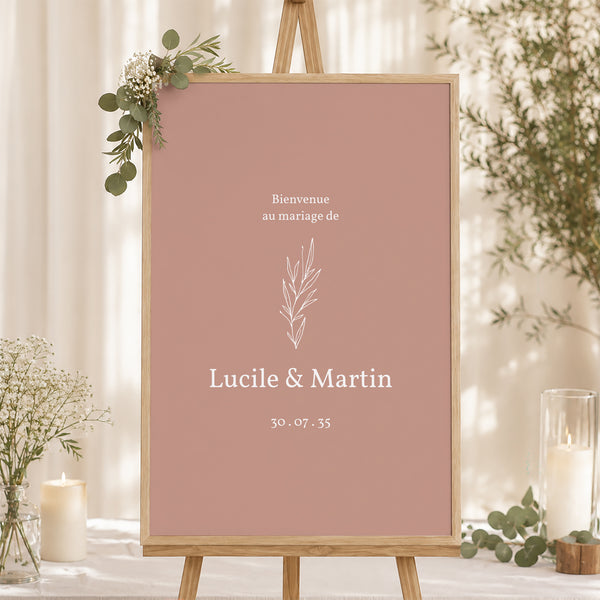 Panneau bienvenue Mariage Portrait 60 x 90 cm Ton pastel photo
