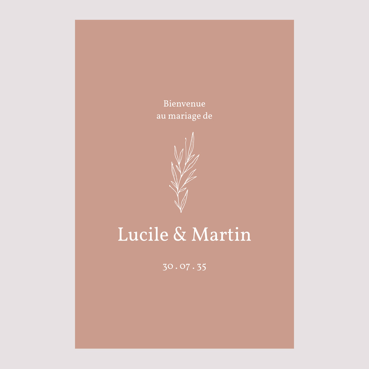 Panneau bienvenue Mariage Portrait 60 x 90 cm Ton pastel photo N° 2