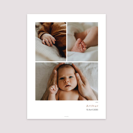 Affiche Naissance Portrait 30 x 40 cm Affiche Multi photo
