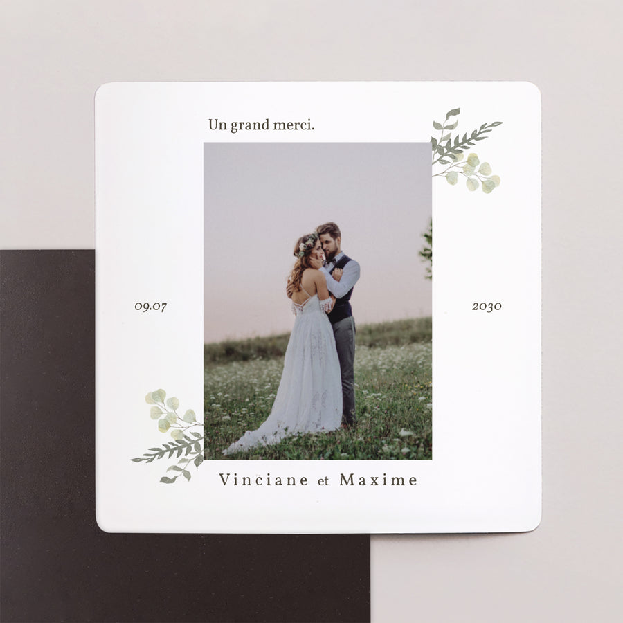Remerciements Mariage Lot de 9, magnétique Neo Champêtre photo