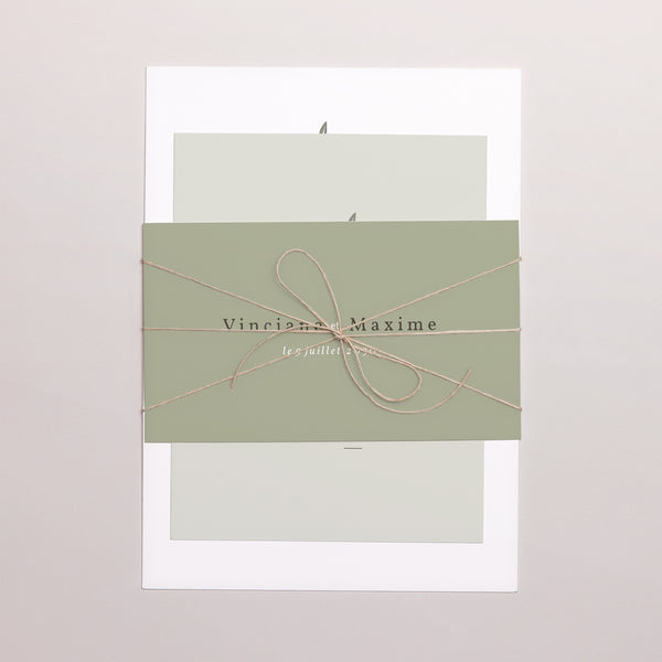 Faire-part Mariage 3 cartes, ruban Neo Champêtre photo