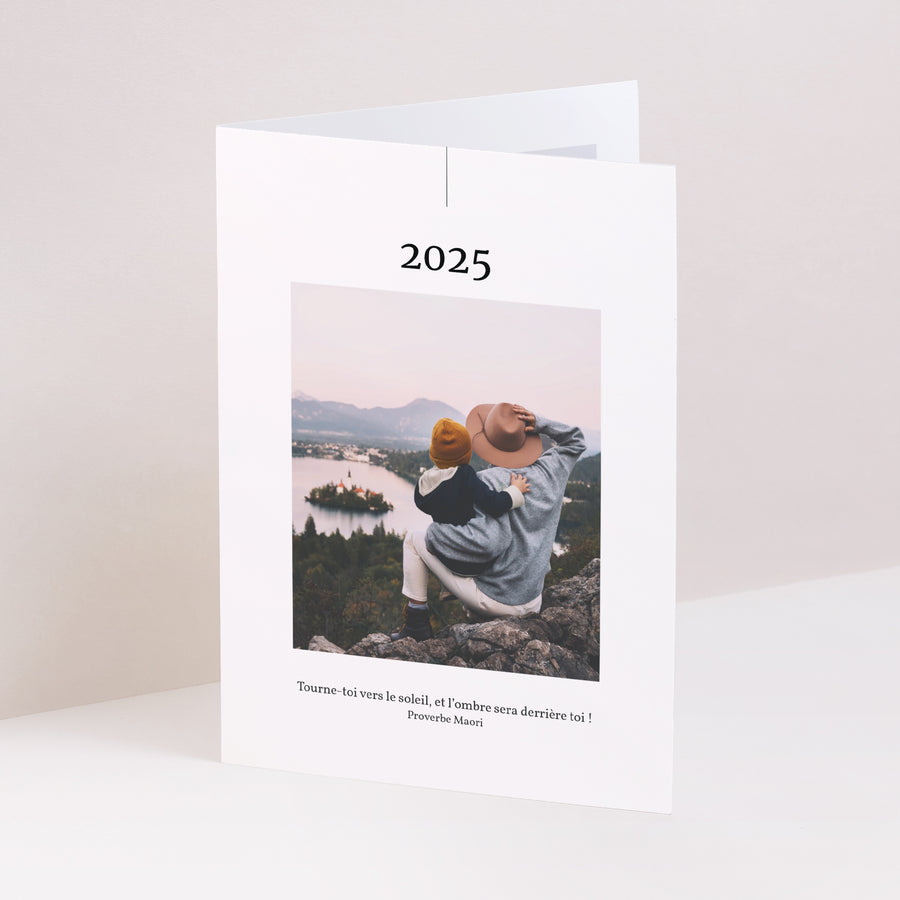 Carte de voeux Fin d'année Portrait double volet Nouveau départ photo