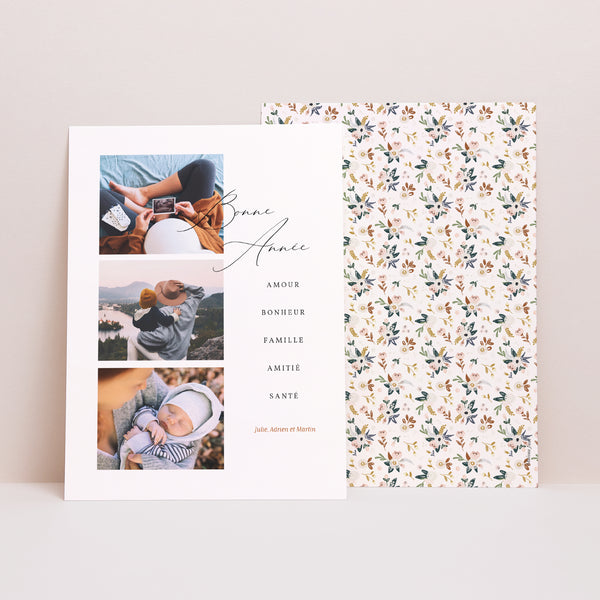 Carte de voeux Fin d'année Portrait Vœux 3 photos photo