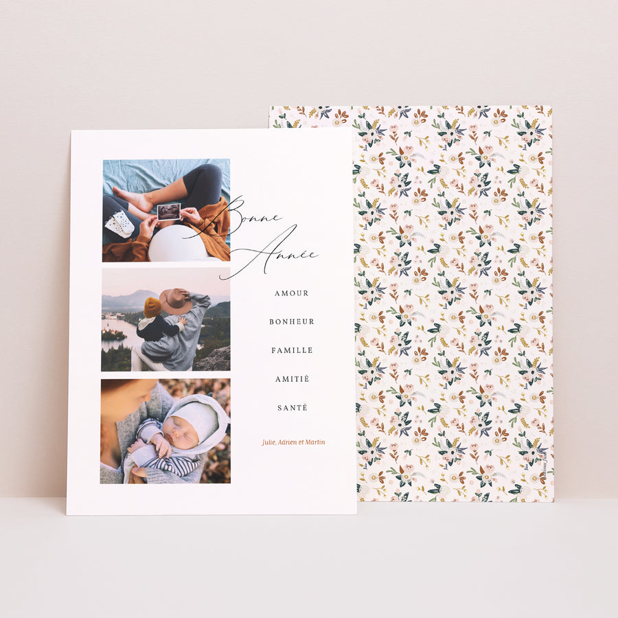 Carte de voeux Fin d'année Portrait Vœux 3 photos photo