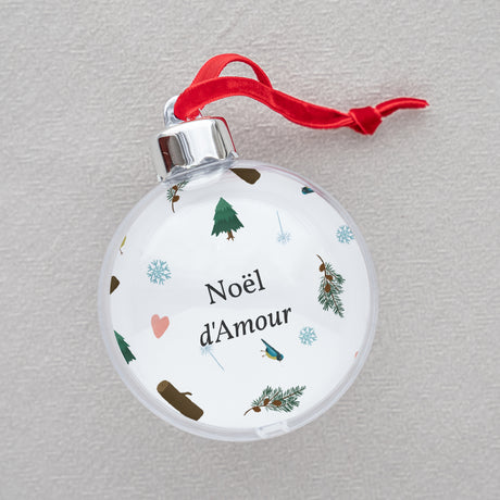 Boule de Noël Fin d'année Ronde Boule Noël Branche de sapin