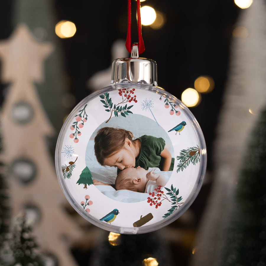 Boule de Noël Fin d'année Ronde Boule Noël Branche de sapin avec photo photo