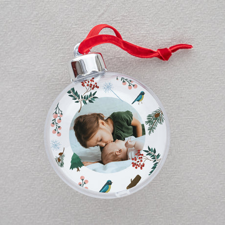 Boule de Noël Fin d'année Ronde Boule Noël Branche de sapin avec photo