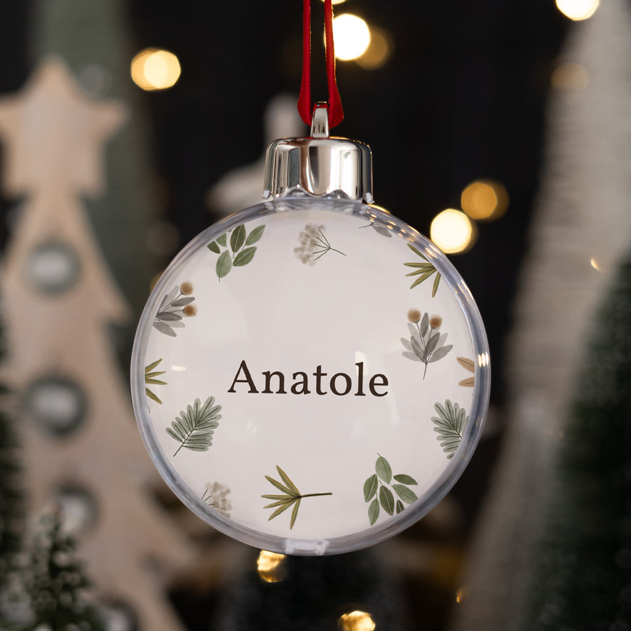 Boule de Noël Fin d'année Ronde Boule Doux Noël prénom photo