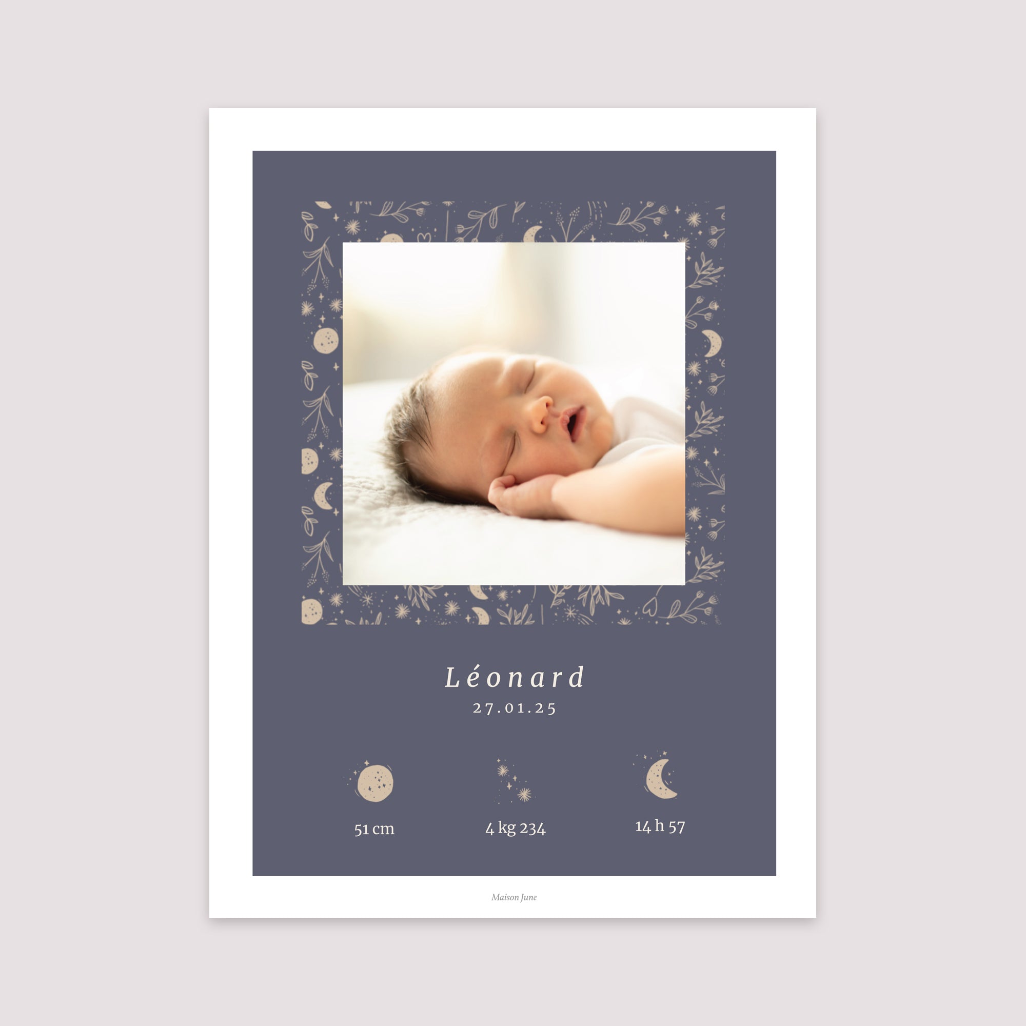 Affiche Naissance Portrait 30 x 40 cm Naos photo N° 2