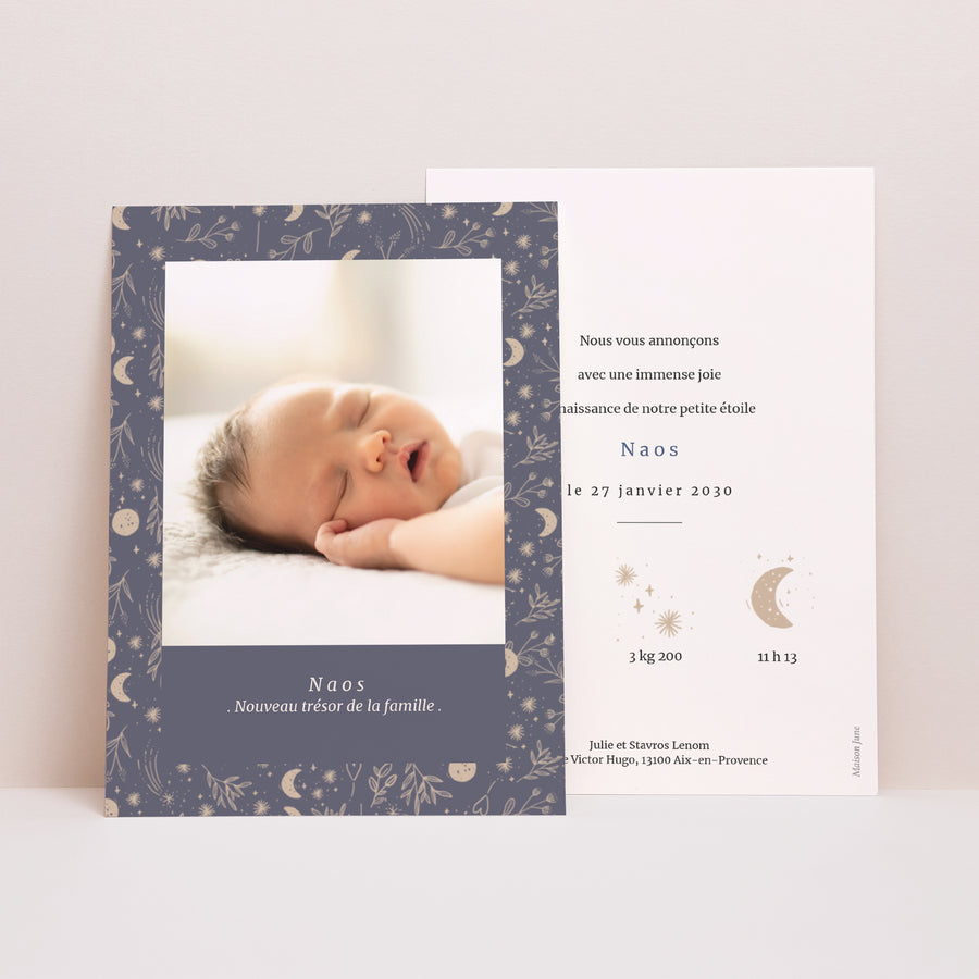 Faire-part Naissance Portrait Naos photo