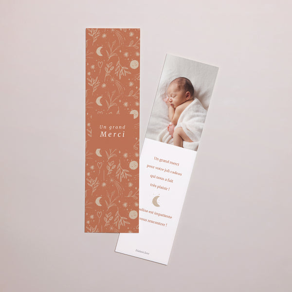 Remerciements Naissance Marque-page Sienna photo