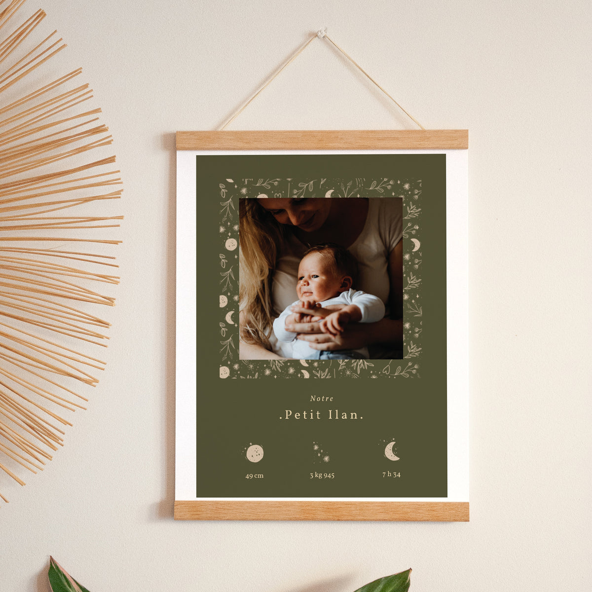 Affiche Naissance Portrait 30 x 40 cm Ilan photo N° 1