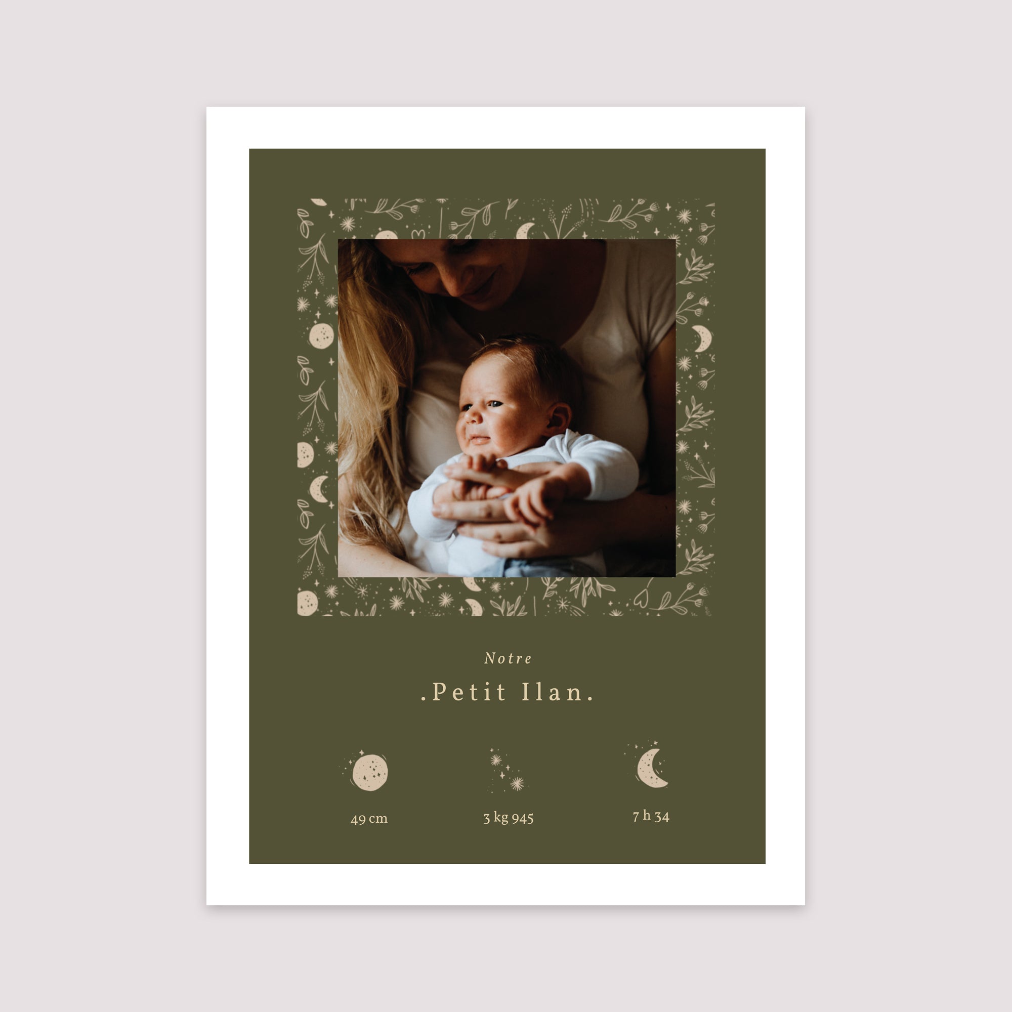Affiche Naissance Portrait 30 x 40 cm Ilan photo N° 2