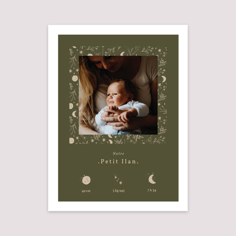 Affiche Naissance Portrait 30 x 40 cm Ilan