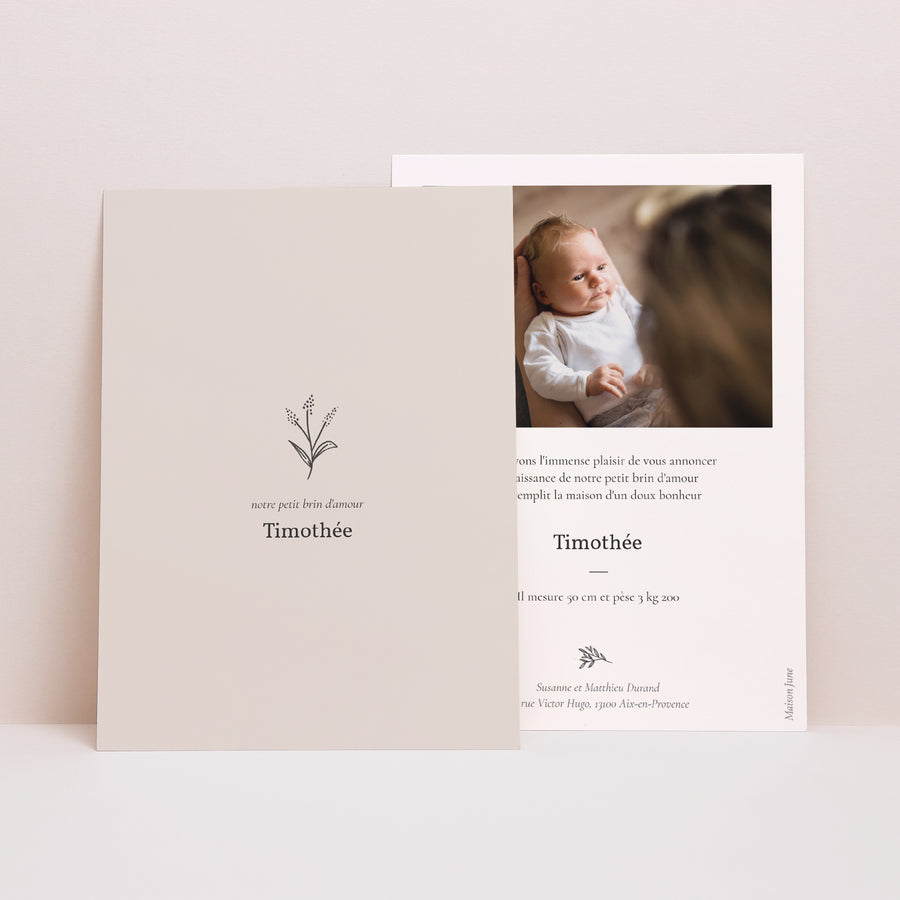 Faire-part Naissance Portrait Timothée photo