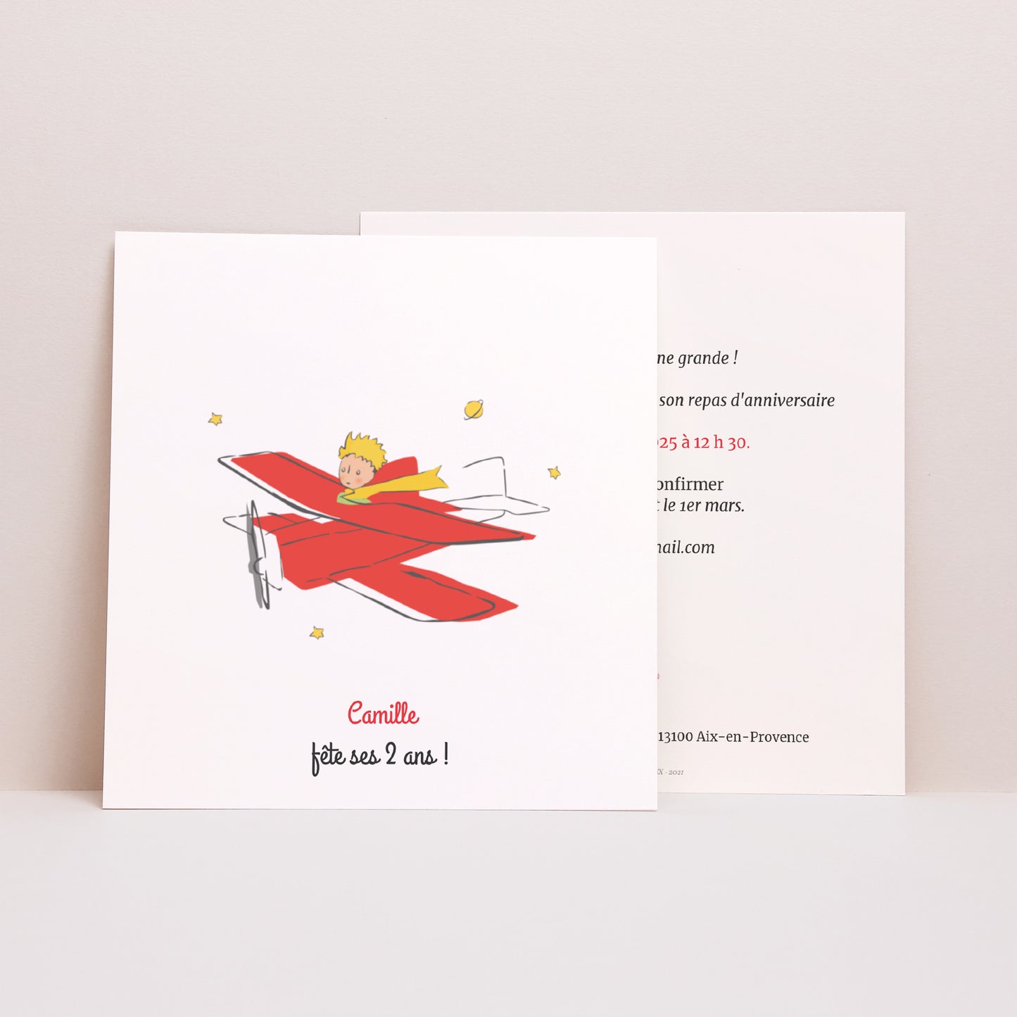 Invitations Anniversaire Enfant Carré Anniversaire Petit Prince Créations Fille photo N° 1