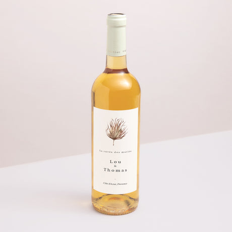 Etiquette bouteille Mariage Portrait Cadre bohème tropical