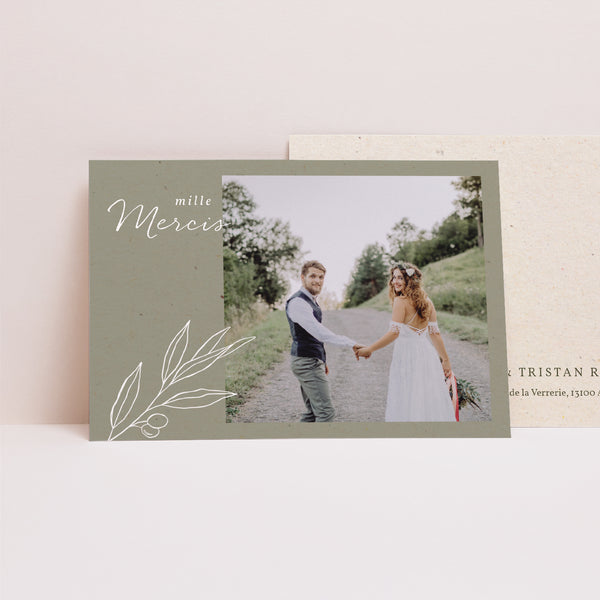 Remerciements Mariage Paysage Olivier texture papier photo